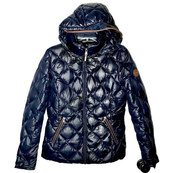 Lauren Ralph Lauren Down Filled Quilted Puffer Coat in Black/Brown Women’s S
